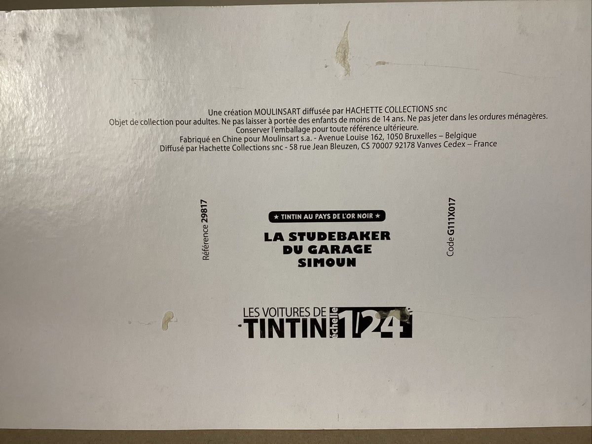 1/24 Collection Hachette Tintin , La Studebaker Du Garage Simoun
