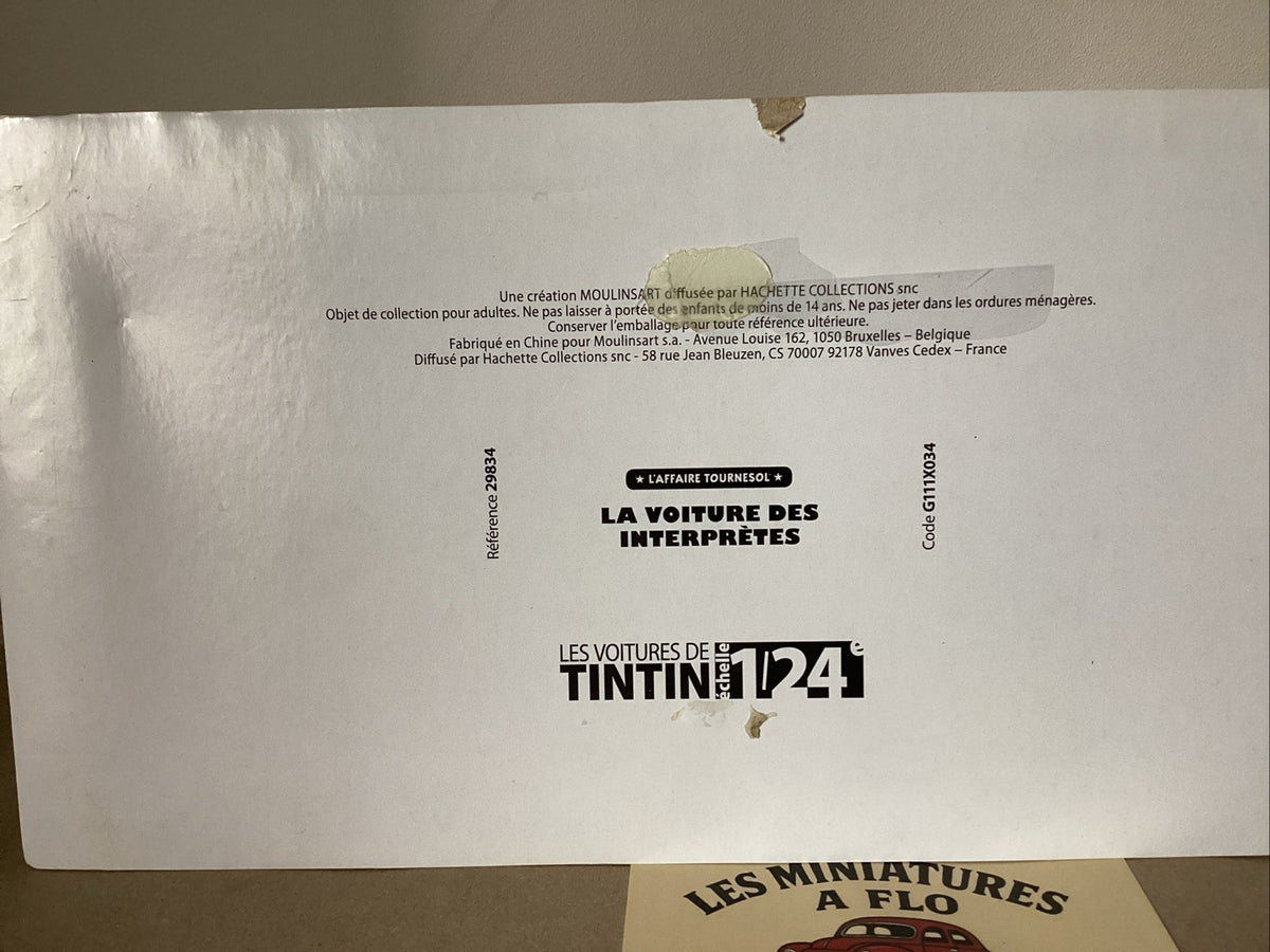 1/24 Collection Hachette Tintin , La Voiture Des Interprètes