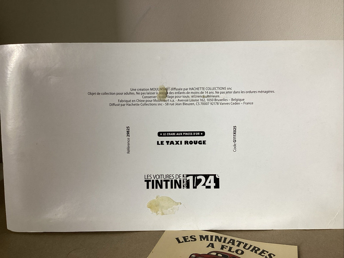 1/24 Collection Hachette Tintin , Le Taxi Rouge